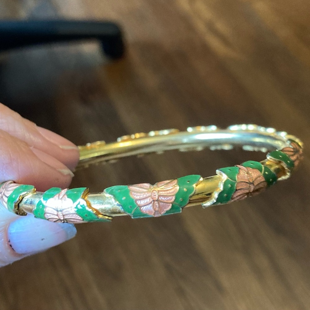 Vintage Asian Butterfly Bangle Bracelet